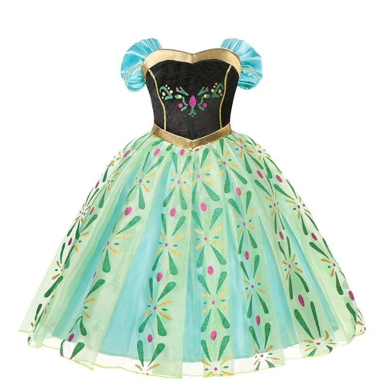 Vestido de princesa de Anna paraniñas Floral Floral Mesh Prom Gown Kids Halloween Cosplay Snow Queen Disfraces