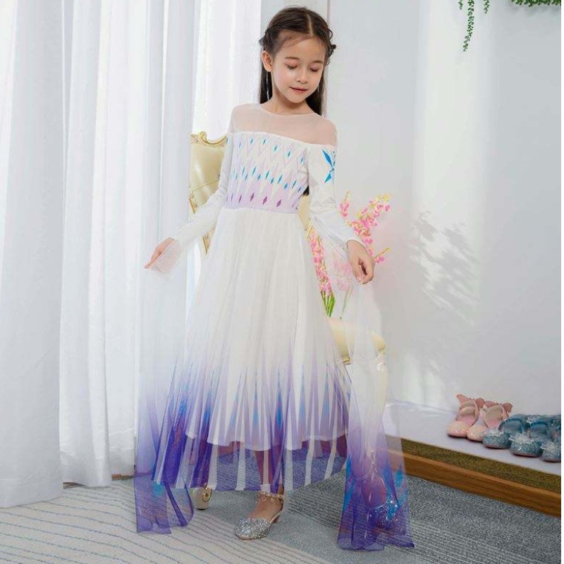 Baige New Design Girls Anna White White Cosplay Party Vestido up Princesa Elsa Película Children Clothen