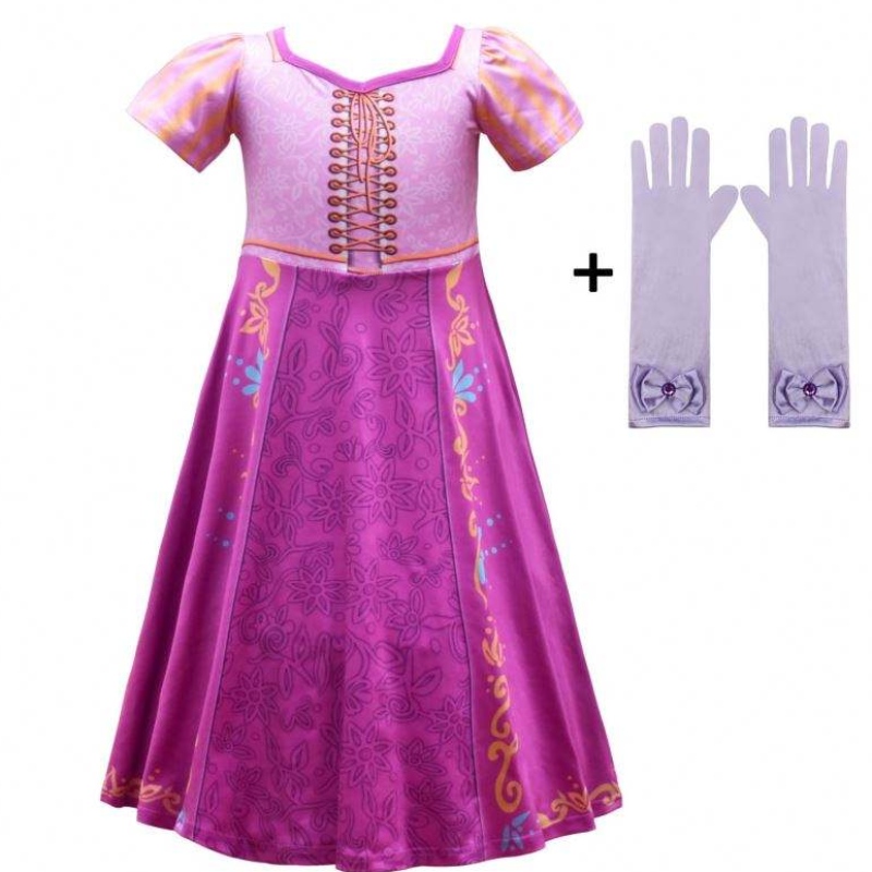 NUEVO estilo Rapunzel Girls Dress Cosplay Cosplay Ice Princess Falda de dibujos animados para fiesta 3753