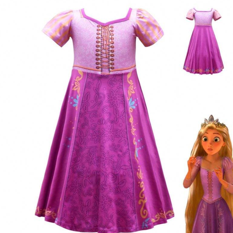 NUEVO estilo Rapunzel Girls Dress Cosplay Cosplay Ice Princess Falda de dibujos animados para fiesta 3753