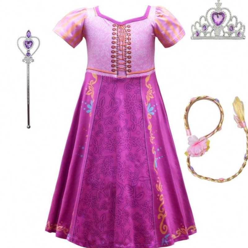 NUEVO estilo Rapunzel Girls Dress Cosplay Cosplay Ice Princess Falda de dibujos animados para fiesta 3753