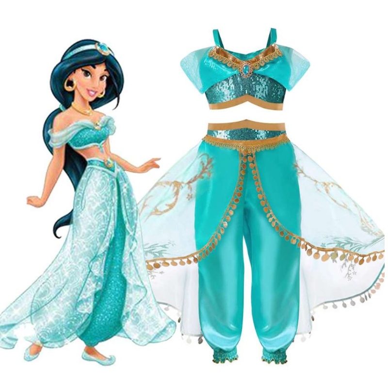 Disfraz deniñas Niños Cosplay Cosplay Cosplay Lil Girls Princess Jasmine Party Dress