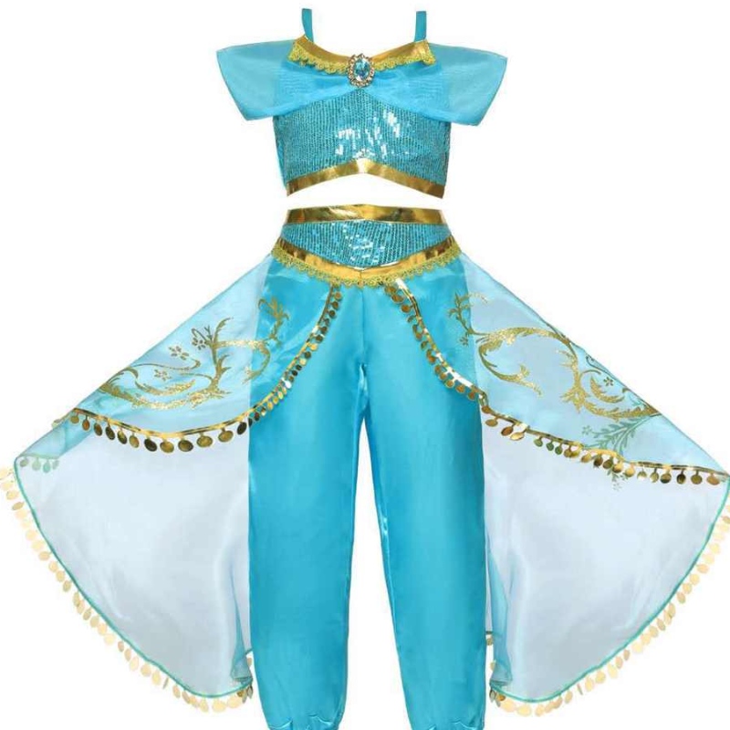 Disfraz deniñas Niños Cosplay Cosplay Cosplay Lil Girls Princess Jasmine Party Dress