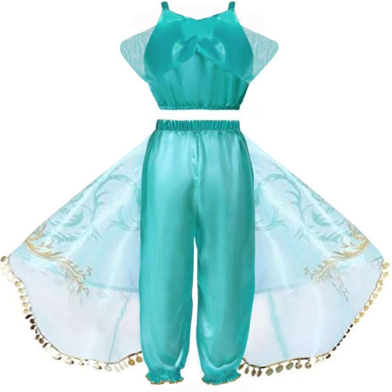 Disfraz deniñas Niños Cosplay Cosplay Cosplay Lil Girls Princess Jasmine Party Dress