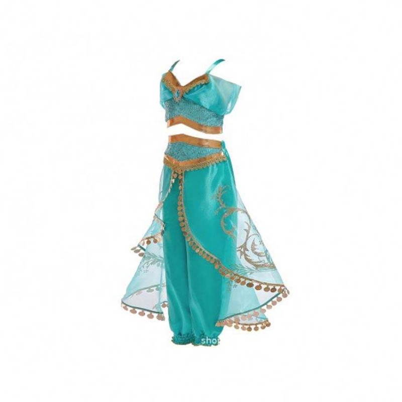 Nuevo producto TV&movie Jasmine Princess Dress Aladdin Magic Lamp Princess Disfraz deniños Vestidos deniña Fiesta de laniña