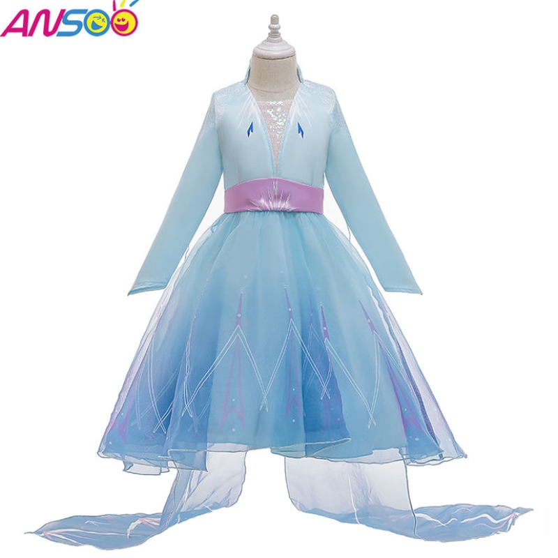 Ansoo Niños másnuevos Celebridades ropa Princesa Elsa Usar vestidos de Halloween paraniñas