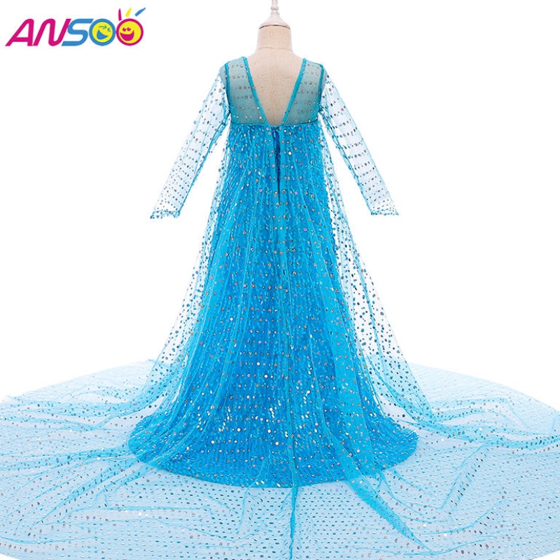 Ansoo TOP vendiendo telas elegantes princesa vestida de lentejuelas de lentejuelas 2022 elsa anna vestido paraniñas