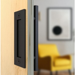 BH001 Negro redonda de la puerta del granero Manija de la puerta corredera, manija de la puerta de madera de granero