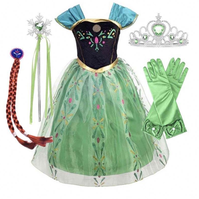 Ice Princess Coronation Disfraz verde Niñas pequeñas Anna Green Princess Vestido HCGD-007