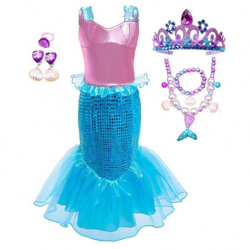 Fiesta de cumpleaños Vestido de Navidad 2-10 años paraniños Princesa Cosplay Girl Ariel Mermaid Disfraz HCMM-001
