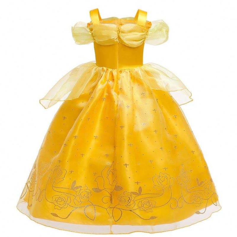 Halloween Christmas Outfits Little Girl Yellow Capeer Classic Children Belle Princess Vestidos con accesorios HCBL-005