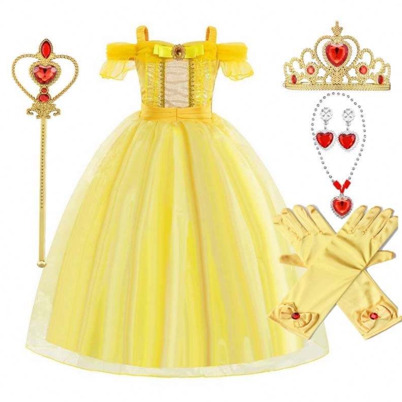 Disfraz de cosplay de fiesta de cumpleaños de Halloween paraniños Princess Belle Ballroom Vestido HCBL-006