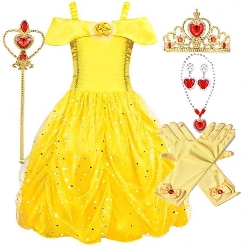 Elegante fiesta de cumpleaños de Halloween Carnaval Amarillo Princesa Vestido de princesa Vestidos belleza HCBL-007