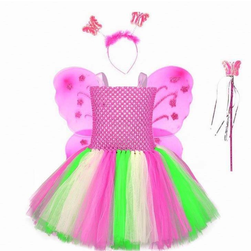 Christmas Kids Birthday Party Girls Mesh Mesh Tutu Butterfly Disfraz de hadas paraniños HCMU-013