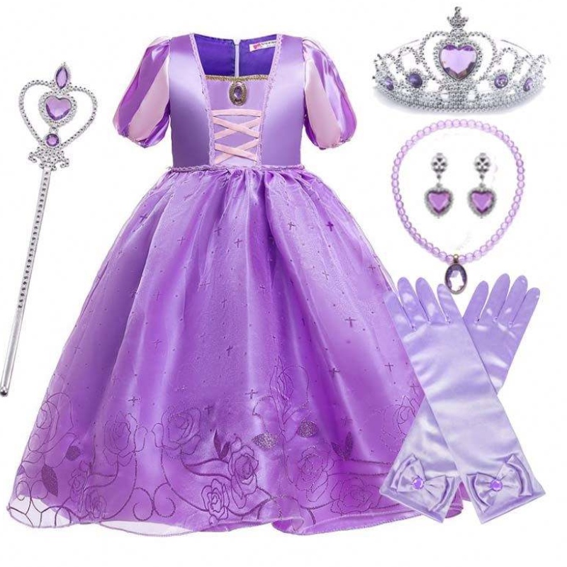 Disfraz de carnavalnavideño de Halloween princesa morada tul rapunzelniños HCRS-017