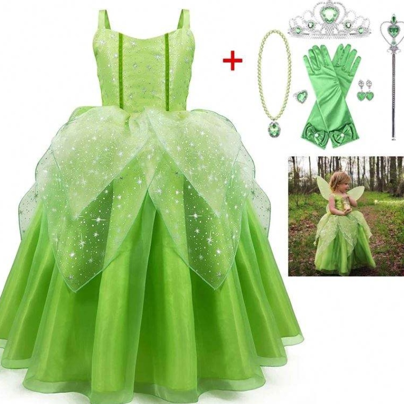 Baige Flower Girl Spot Cosplay Performado de dibujos animados Tinker Bell Fairy Tinkerbell Princess Vestido con ala