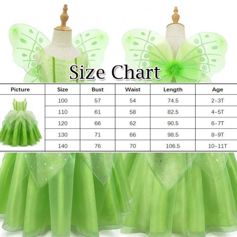 Baige Flower Girl Spot Cosplay Performado de dibujos animados Tinker Bell Fairy Tinkerbell Princess Vestido con ala