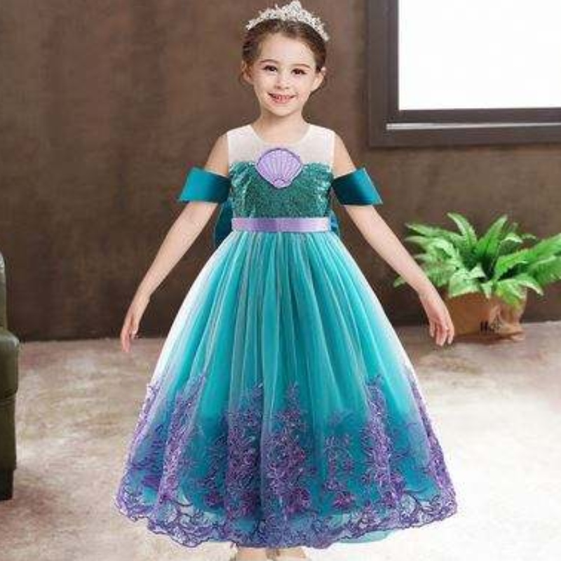 Baige Mermaid Summer Autumn Flower Girl Vestido Long Princess Christmas Halloween Disfraz