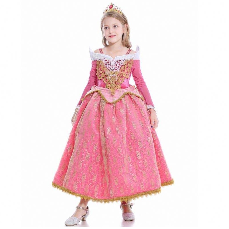 Vestido deniñas Bella durmiente Princesa Aurora Vestido de encaje Cosplay Rendimiento de rendimiento D0701 SMR026