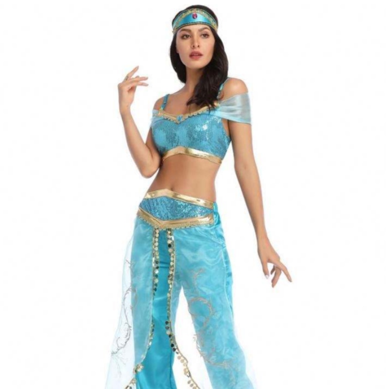 Mayor sexy Jasmine Aladdin Pants Mujeres Princesa Princesa Adulto Dancer Arabian Belly Disfraz Princesa Jasmine Cosplay
