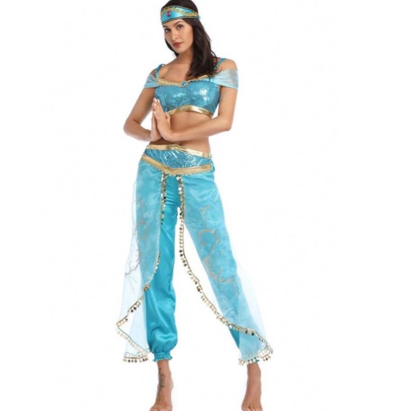 Mayor sexy Jasmine Aladdin Pants Mujeres Princesa Princesa Adulto Dancer Arabian Belly Disfraz Princesa Jasmine Cosplay