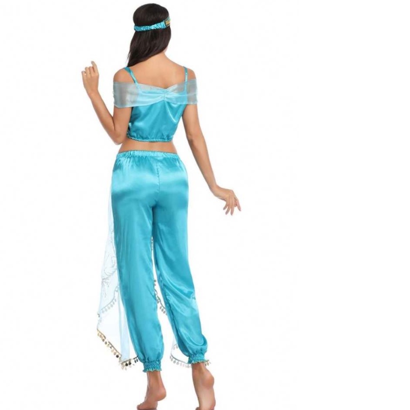 Mayor sexy Jasmine Aladdin Pants Mujeres Princesa Princesa Adulto Dancer Arabian Belly Disfraz Princesa Jasmine Cosplay