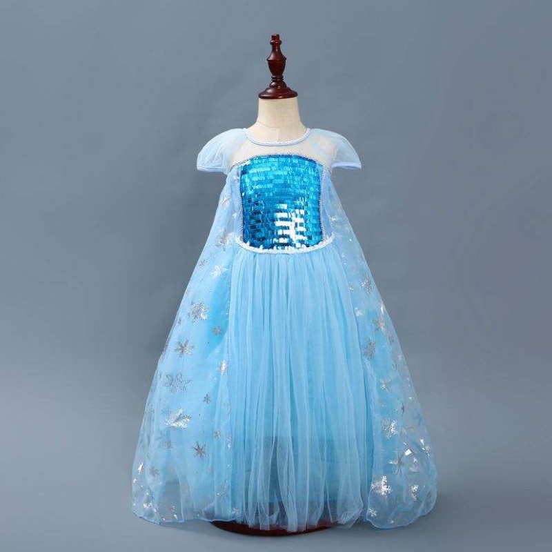 Girls Elsa Princesa Elsa Anna Fashion Kids Cosplay Disfraz de cosplay Halloween Vestido con Cape 3-10 Año