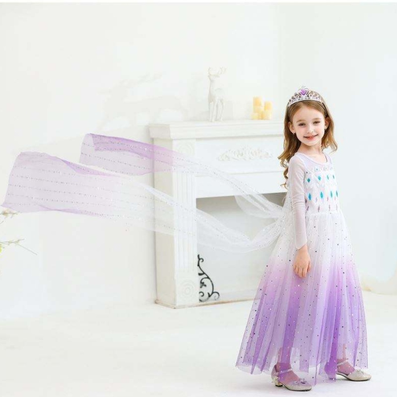 NUEVA GIRL PRINCESA ELSA Vestido paraniños Vestido de verano paraniñas Vestido de Elsa Purple paraniños 2-10 años