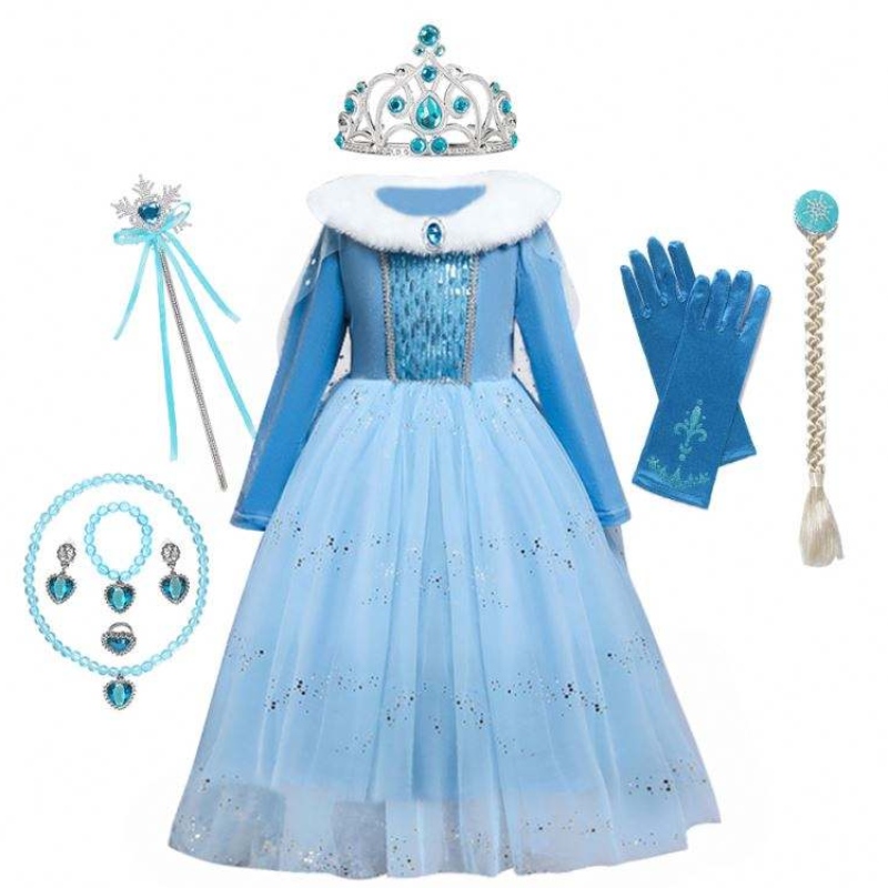 Anna Elsa Princess Disfraces paraniños Halloween Christmas Party Cosplay Snow Queen Dresses Girls Flake Gown.