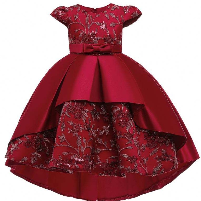 Baige de alta calidad paraniños Long prendas largas vestidos de fiesta de fiesta de manga corta diseño de vestido para bebés