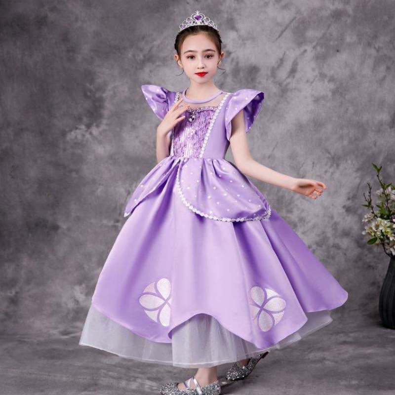 Baige Purple Sofía Rapunzel Elsa Anna Belle Princess Dress TV Caderas Sofiya Princess For Girl