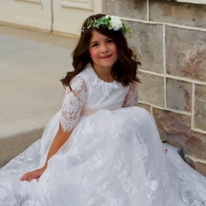 Vestidos blancos largos paraniños Niñas Princesas Elegantes Niños de boda Invitados Niños de dama de honor Destino de encaje Vestidonocturno 3 6 14 años