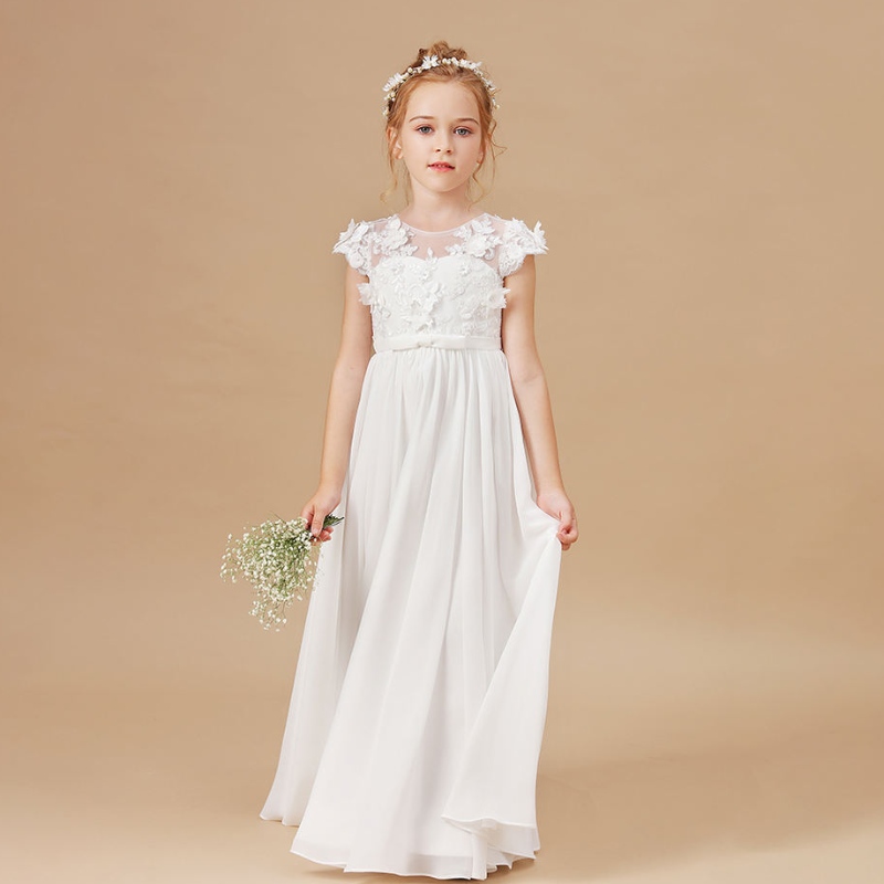 Vestidos deniñas de flores Apliques Apliques sin mangas paraniños Fiesta de cumpleaños Gotss Bodas First Primera Communion Elegantes vestidos 2-14