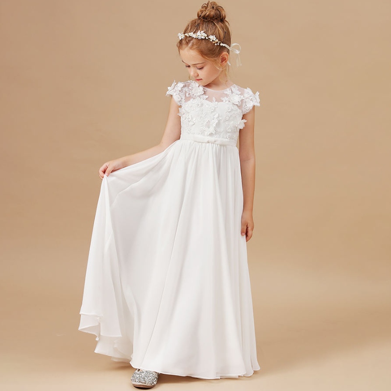 Vestidos deniñas de flores Apliques Apliques sin mangas paraniños Fiesta de cumpleaños Gotss Bodas First Primera Communion Elegantes vestidos 2-14