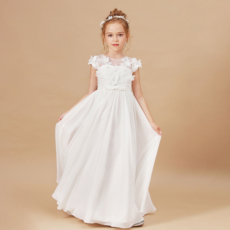 Vestidos deniñas de flores Apliques Apliques sin mangas paraniños Fiesta de cumpleaños Gotss Bodas First Primera Communion Elegantes vestidos 2-14