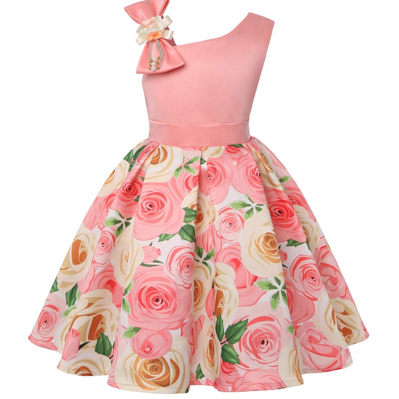 Summer Girls Rose Impress Vestido Princesa Princesa Boda Frocks Satin Children Vestidos Vestidos paraniña Ropa de Navidad