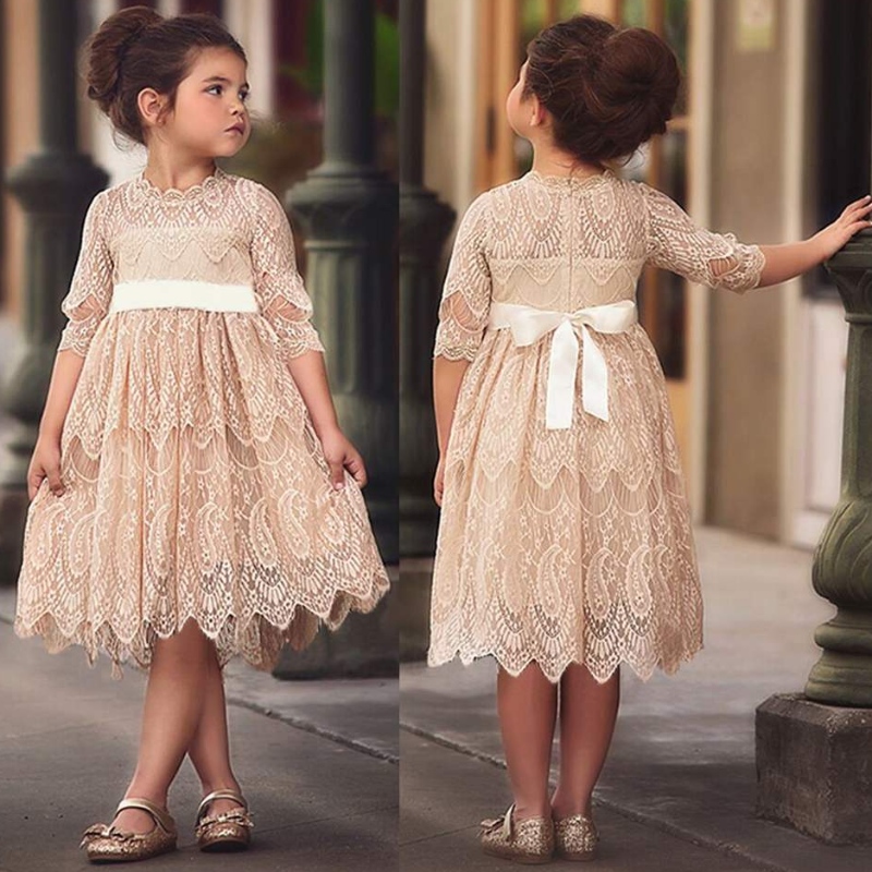 Vestido de bordado de encaje deniñas Niños una línea princesa tutu tul damas de honor de boda vestidos deniñas de flores