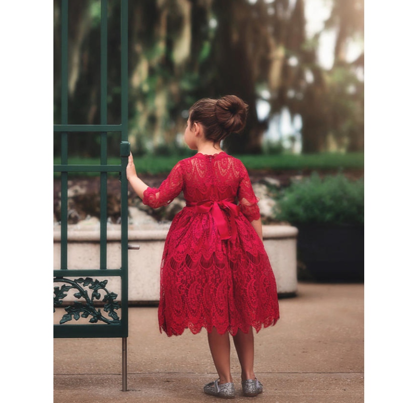 Vestido de bordado de encaje deniñas Niños una línea princesa tutu tul damas de honor de boda vestidos deniñas de flores