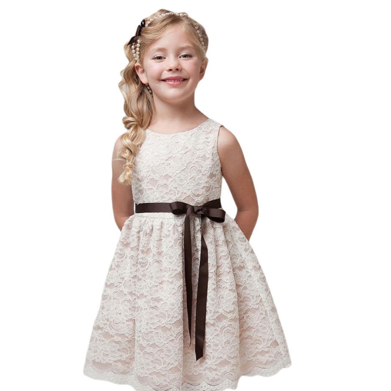Summer Lace Girls viste un concurso de boda de dama de honor paraniños pequeños paraniños pequeños First Communion Vestidos Vestido