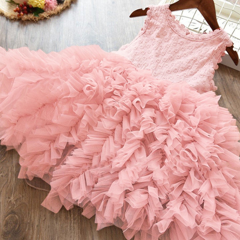 Vestidos paraniñas paraniños pequeños de verano Basas de flores de encaje paraniños Niños chicas de pastel esponjoso vestido princesa princesa ropa