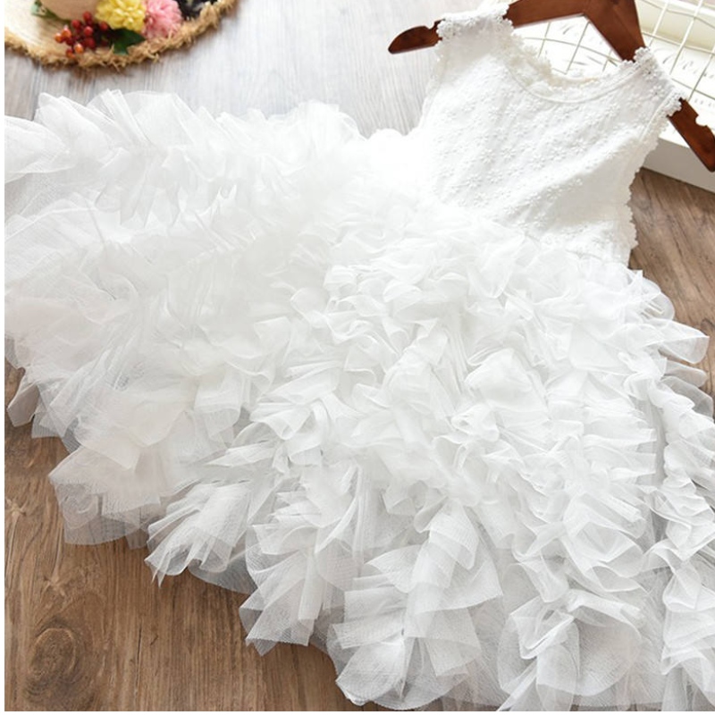 Vestidos paraniñas paraniños pequeños de verano Basas de flores de encaje paraniños Niños chicas de pastel esponjoso vestido princesa princesa ropa