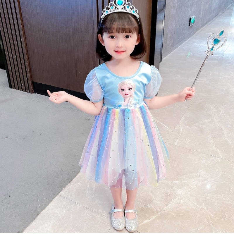 ELSA Princess Dress Teenagers Spring and Autumn Clothing Children \\ El cumpleaños de la fiesta de cumpleaños de los vestidos de vestuario