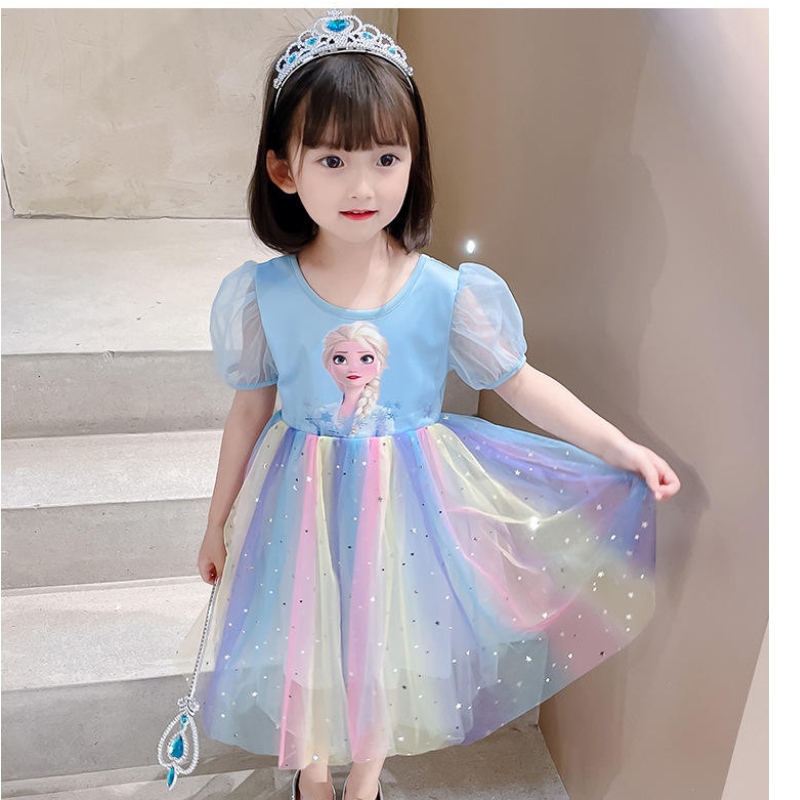 ELSA Princess Dress Teenagers Spring and Autumn Clothing Children \\ El cumpleaños de la fiesta de cumpleaños de los vestidos de vestuario