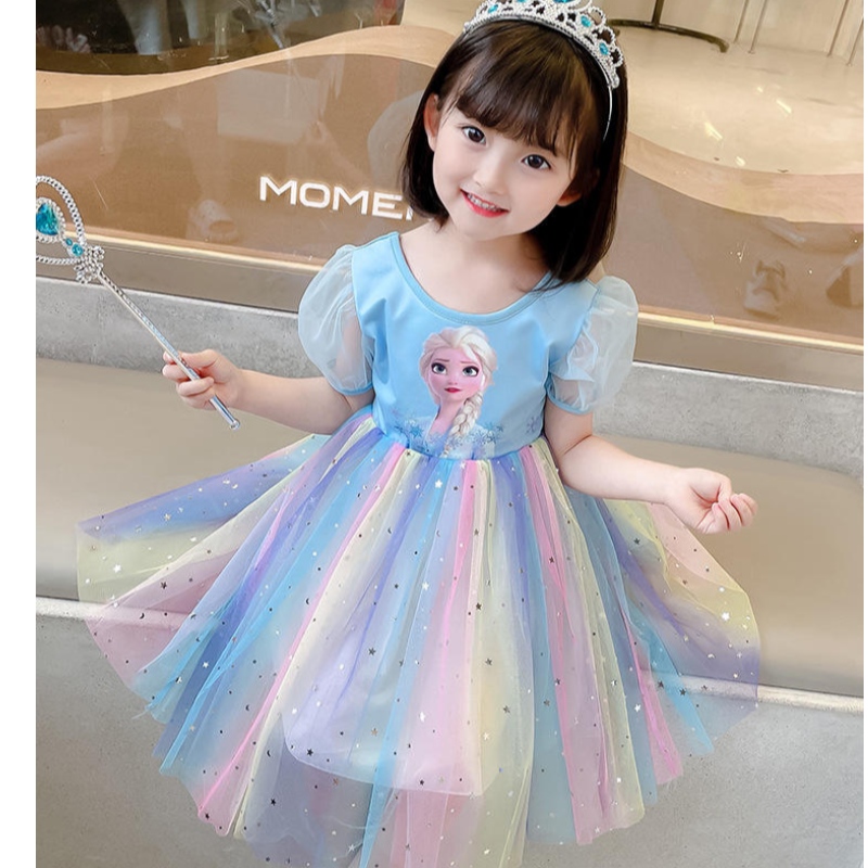 ELSA Princess Dress Teenagers Spring and Autumn Clothing Children \\ El cumpleaños de la fiesta de cumpleaños de los vestidos de vestuario