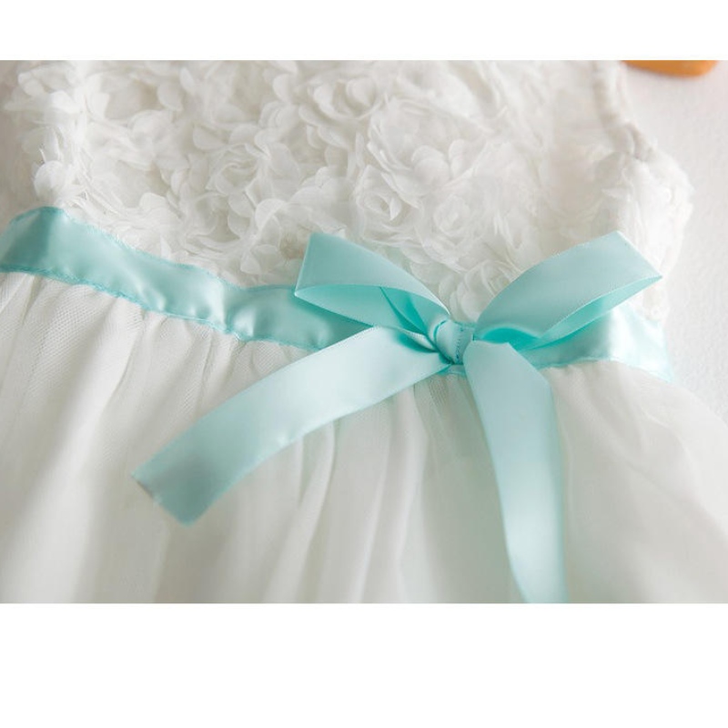 Vestido de encaje de flores en 3D blanca Edad para 3 - 9 años Vestido de Navidad Vestido de Navidad Nuevo otoño Invierno Niños Noche de vestidos deniña