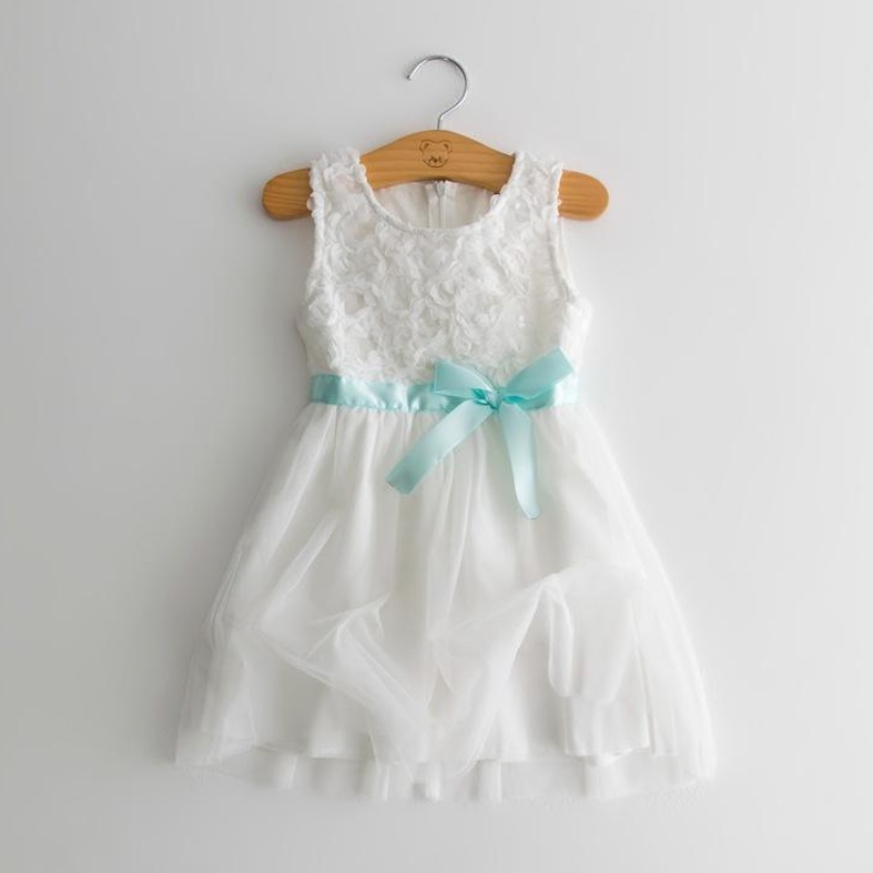 Vestido de encaje de flores en 3D blanca Edad para 3 - 9 años Vestido de Navidad Vestido de Navidad Nuevo otoño Invierno Niños Noche de vestidos deniña