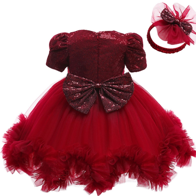 Vestido para bebés paraniñas Vestido de cumpleaños de primer año Fiesta de lentejuelas de lente