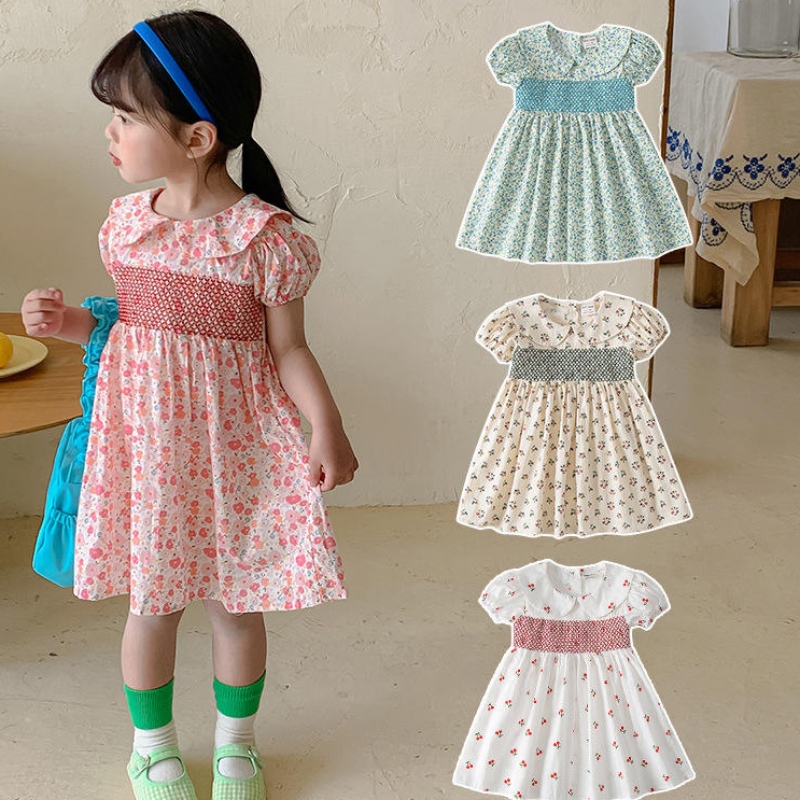 Ropa de verano vestida deniñas encantador algodón estampado casual vestidos 2022nueva ropa de bebé linda al por mayor de 2-7 años