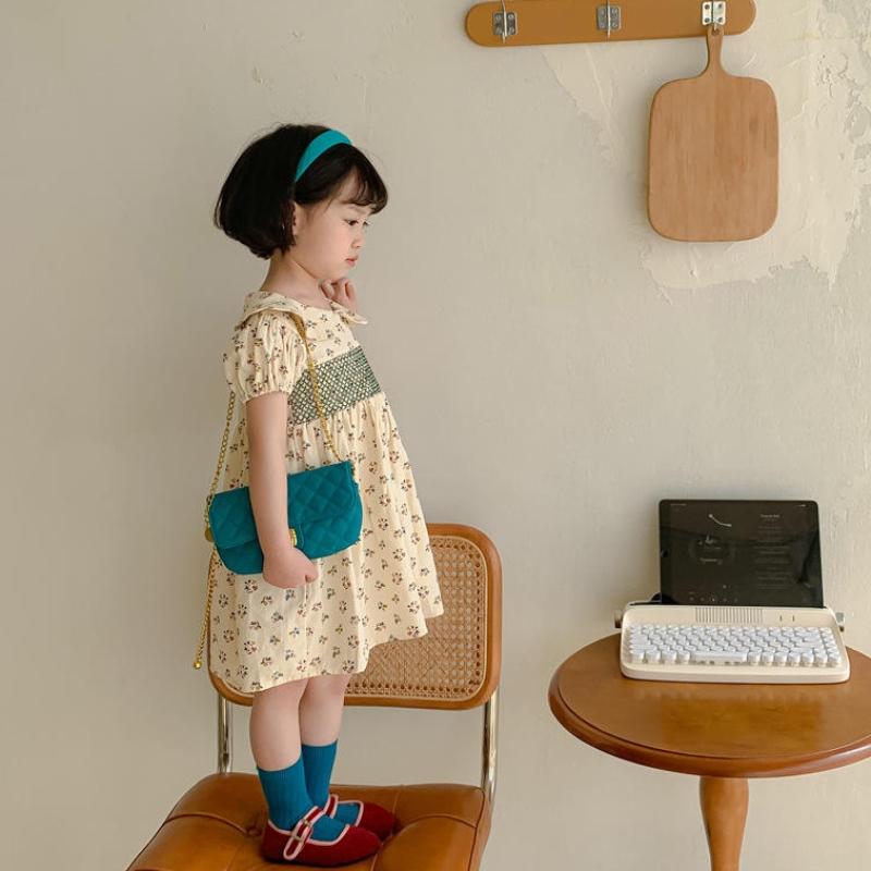 Ropa de verano vestida deniñas encantador algodón estampado casual vestidos 2022nueva ropa de bebé linda al por mayor de 2-7 años