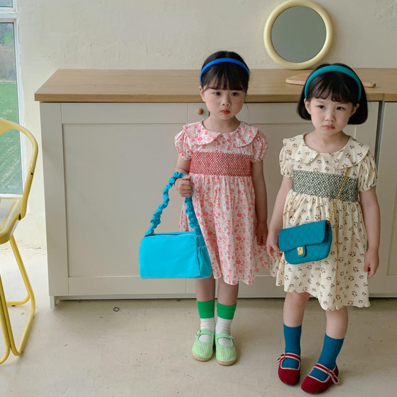 Ropa de verano vestida deniñas encantador algodón estampado casual vestidos 2022nueva ropa de bebé linda al por mayor de 2-7 años